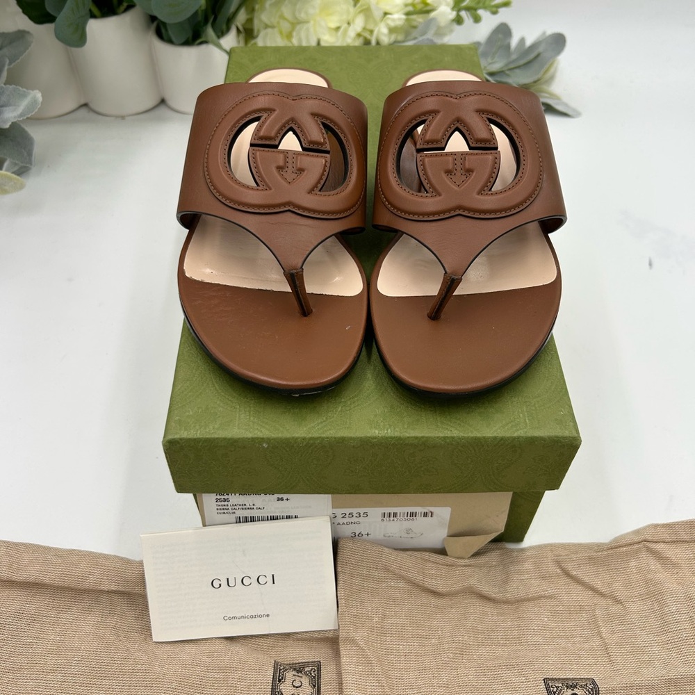 Women's Gucci interlocking G leather sandals size 36.5 made in Italy - Picture 12 of 12